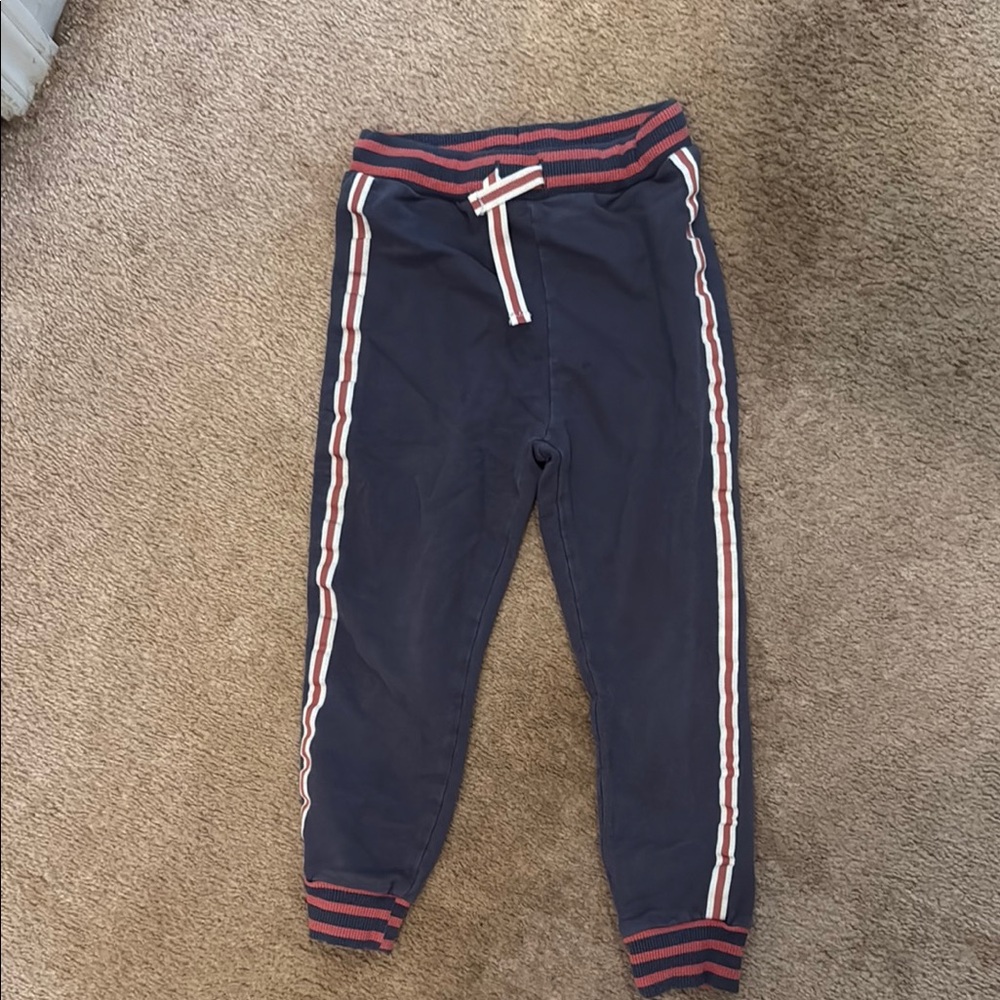 Blue and Red Jogger Sweatpants with Striped Details
